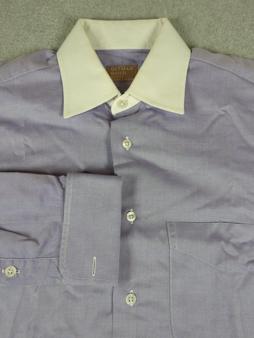 Gitman Gold Dress Shirt Men's 15.5-33 Purple Long Sleeve French Cuff Made In USA